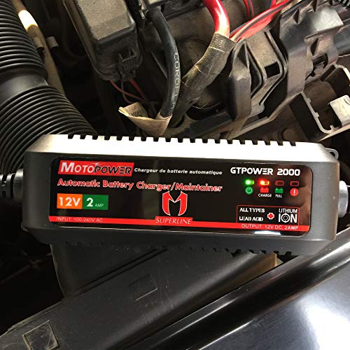 MOTOPOWER MP00207A 12V 2Amp Automatic Battery Charger Maintainer - Product Imagery