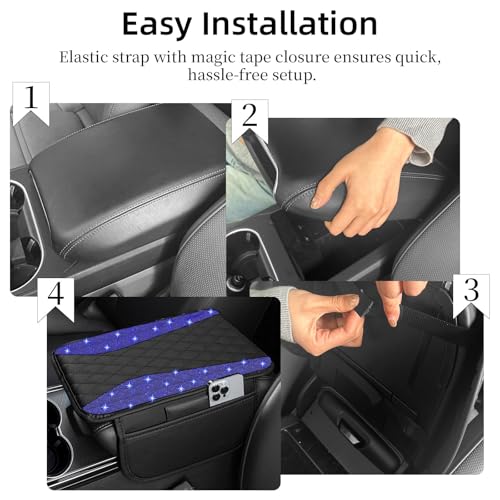 NBTEPEM Bling Car Center Console Cover, Leather Arm Rest Cover - Product Imagery