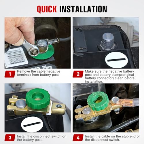 Nilight 12V Battery Disconnect Switch Top Post Master Shut Off - Product Imagery