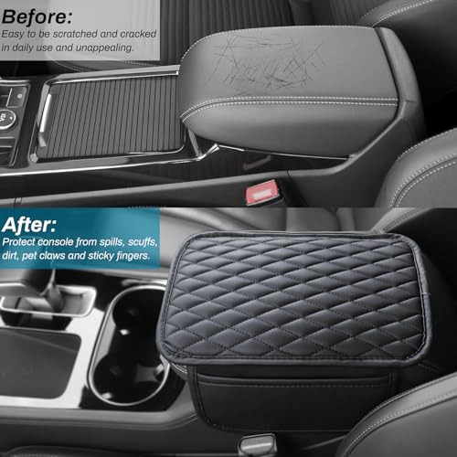 Ouzorp Car Center Console Cover, Upgraded Microfiber Leather Car - Product Imagery