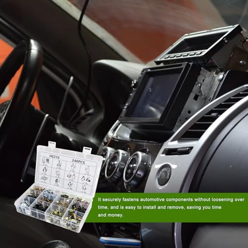 240 PCS Car Dashboard Trim Clips, 12 Sizes Panel U-Clip Kit Auto - Product Imagery