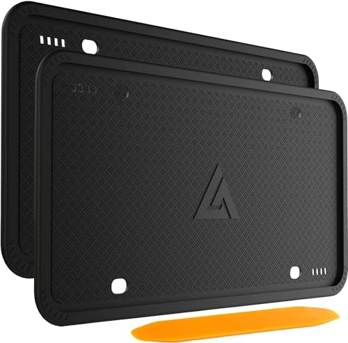 Aujen Silicone License Plate Frames Black, 2 Pack Car License - Product Imagery