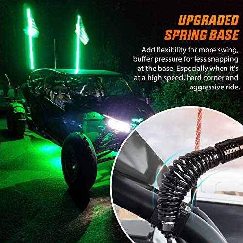 Nilight 2PCS 3FT Spiral RGB Led Whip Light with Spring Base - Product Imagery