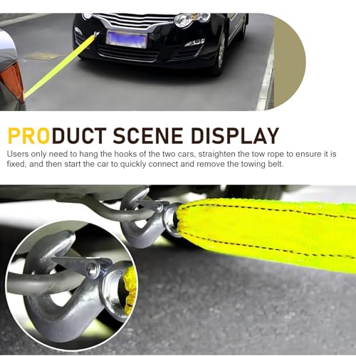 Car Tow Straps Heavy Duty with 2 Hooks, 5 Ton 13Ft Polyester Tow - Product Imagery