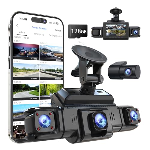 360 View 4 Channel Dash Cam Front and Rear Left Right Inside - Product Imagery