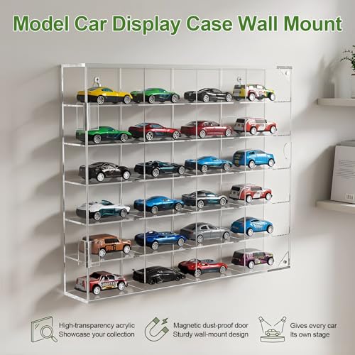 JUESHA 2 Pack Acrylic Display Case for Hot Wheels Storage 1/64 - Product Imagery