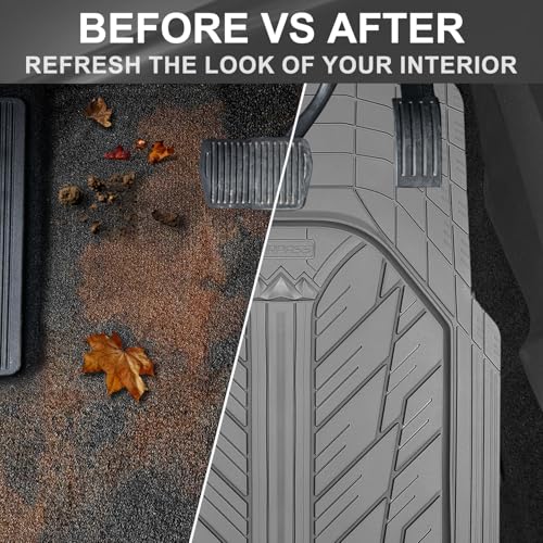 CAR PASS Heavy Rubber Car Floor Mats, Deep Waterproof Car Mats - Product Imagery