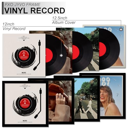 Vinyl Record Frame Display for 12 inch LP with 12.5x12.5 Album - Product Imagery