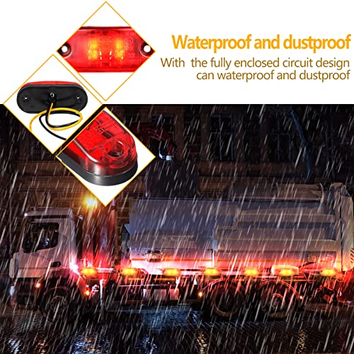 Tallew 10 Pcs 2.5 Inch LED Trailer Side Marker Lights, Amber, Red - Product Imagery