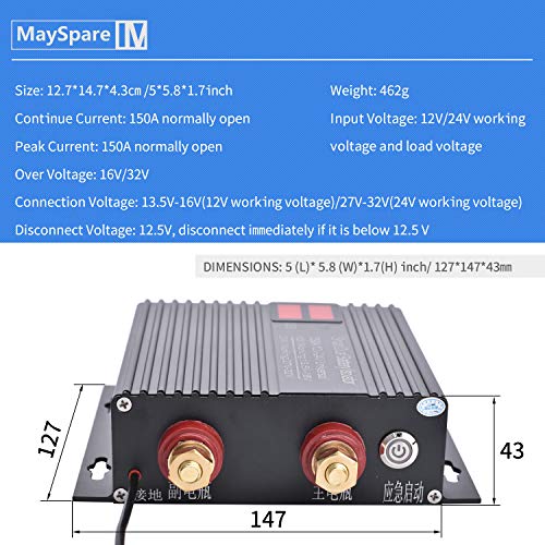 150 Amp Dual Battery Smart Isolator Universal 12V/24V Voltage - Product Imagery