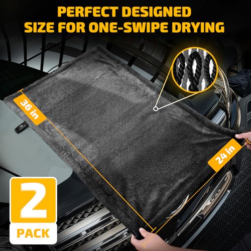 SMINDER 2-Pack 1200 GSM Car Drying Towels – Microfiber Towels - Product Imagery