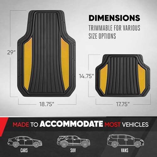 Motor Trend ChromeTech Car Floor Mats Full Set - Durable Rubber - Product Imagery