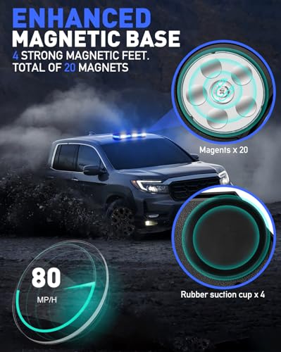 HLauto 406D Rooftop Emergency Strobe Lights Bar, 102 LED Blue - Product Imagery