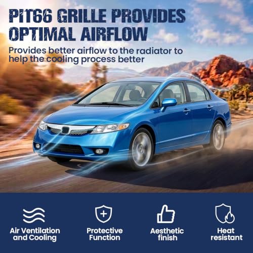 PIT66 Front Bumper Upper Grill Grille, Compatible with Honda - Product Imagery