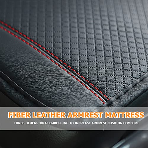 8sanlione Car Center Console Pad, Black/Red - Product Imagery