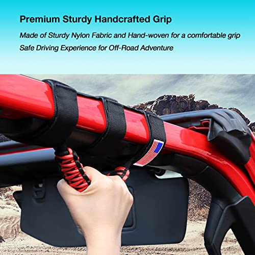 GAIZON 4 Pack Grab Handles Paracord Roll Bar for Jeep Wrangler - Product Imagery