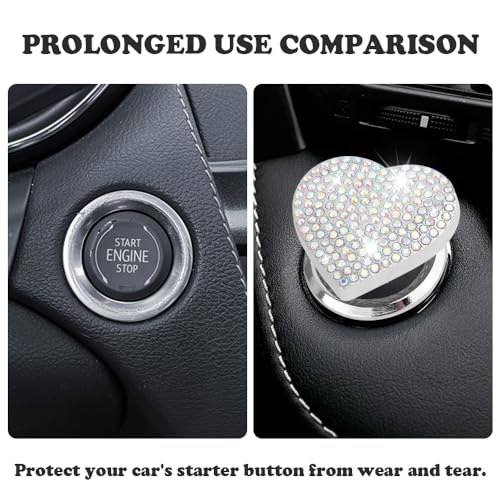 Bling Push Start Button Cover with Rhinestone,Heart Push to - Product Imagery