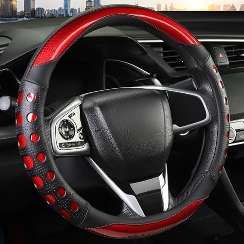 PU Leather Car Steering Wheel Cover with Anti-Slip Grip, for - Product Imagery