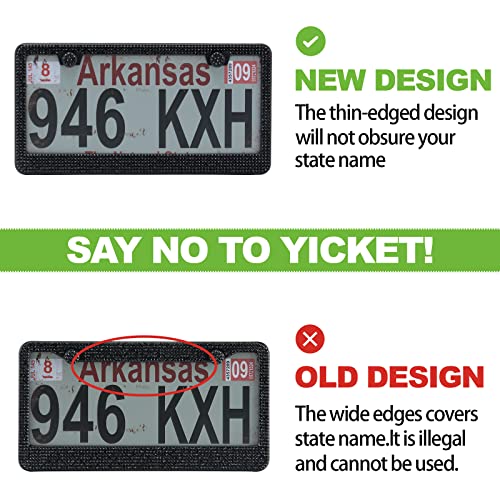 FIISFIIS Bling License Plate Frame for Women,2 Pack Premium - Product Imagery