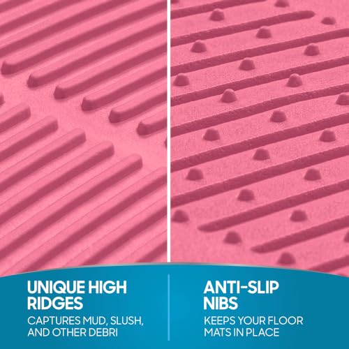 BDK ProLiner Pink Car Floor Mats for Cars Trucks SUV 3pc - Product Imagery