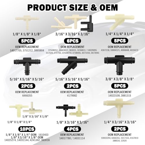 91PCS Car Vacuum Line Connectors Kit with 32 Types,1/8" 3/16" - Product Imagery