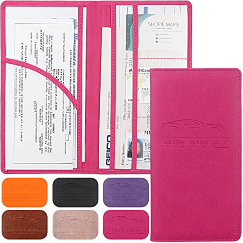 LumiMokki Premium Car Registration & Insurance Card Holder, Rose - Product Imagery