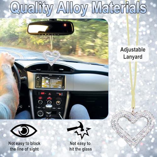 BFXM Bling Heart Car Hanging Accessories, Silver Bling Rear View - Product Imagery