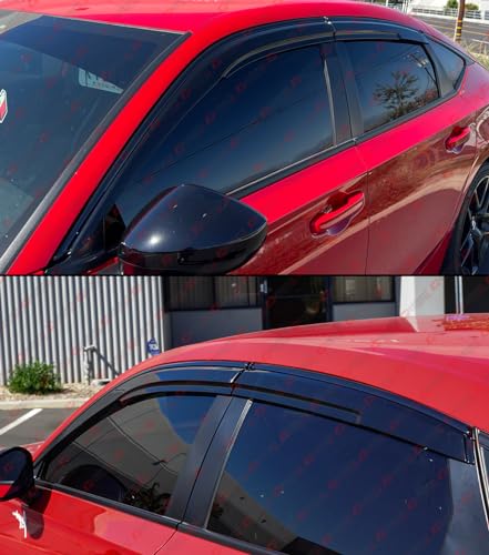 Premium Black Trim M Style Window Visor Rain Guard Deflector - Product Imagery