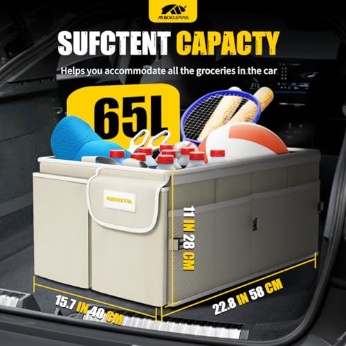 MIKKUPPA Trunk Organizer with Lid - 65L Collapsible Car - Product Imagery