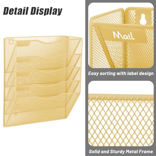 EASEPRES 5 Pocket Mesh Hanging Wall File Organizer, Wall Mounted - Product Imagery