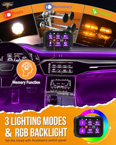 Auxbeam RA60 RGB 6 Gang Switch Panel w/Toggle Momentary Pulsed, - Product Imagery