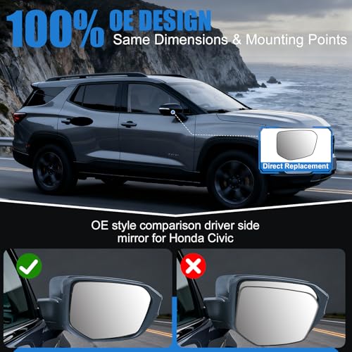Passenger Side Mirror Glass Replacement for Honda Civic - Product Imagery