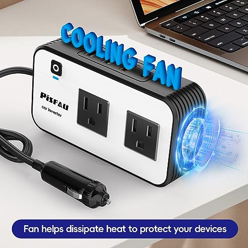 PiSFAU 200W Car Power Inverter - DC 12V to 110V AC Car Plug - Product Imagery