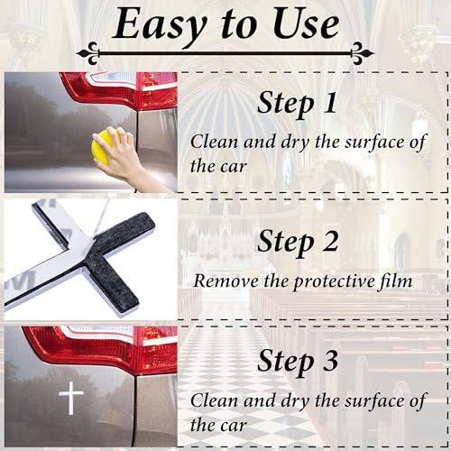 Metal Cross Decals for Cars, 2.5"×1.8" Christian Car Emblem - Product Imagery
