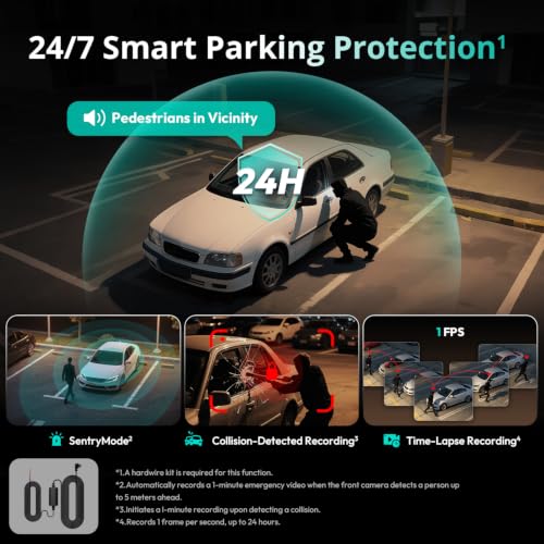 BOTSLAB 4 Channel 360° Dash Cam with Hardwire Kit, 128GB - Product Imagery