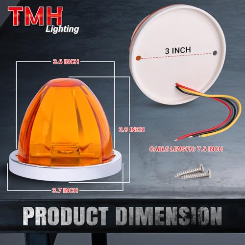 TMH 6 Pcs Watermelon Amber LED Strobe & Steady Marker Lights - Product Imagery