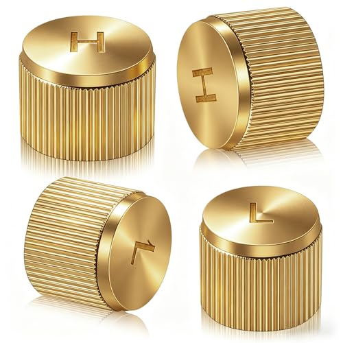4Pcs AC Valve Caps Stem Car, Brass High & Low Pressure Service - Product Imagery