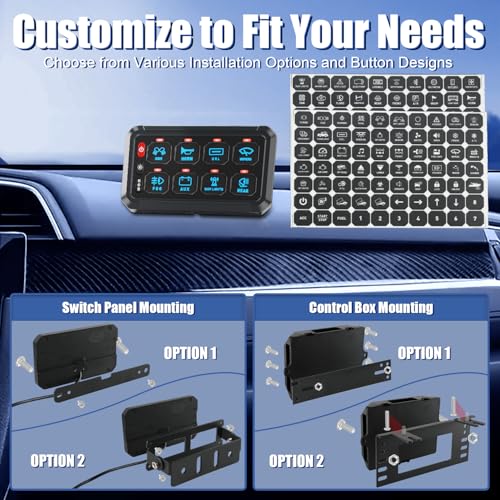 KISLED 8 Gang Switch Panel with RGB Button and Brightness Button - Product Imagery
