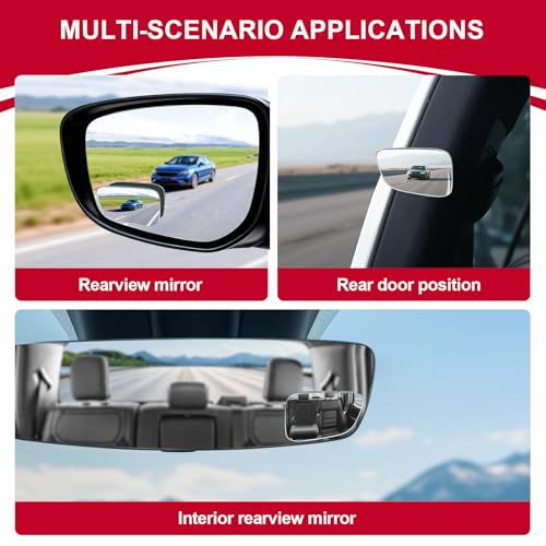 LivTee Blind Spot Car Mirror, HD Glass Frameless Convex Side - Product Imagery