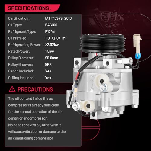 BDFHYK 98495 AC Compressor with Clutch Compatible with Buick - Product Imagery