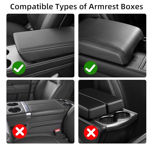 NBTEPEM Blue Center Console Cover, Sporty Leather Armrest Cover - Product Imagery