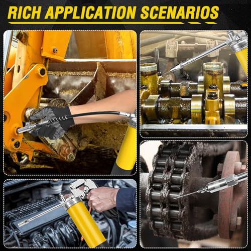Grease Gun Kit, 7000 PSI Heavy Duty Pistol Grip Grease Gun with - Product Imagery
