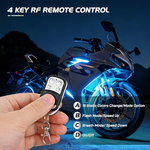 Nilight 8PCS Motorcycle RGB Led Light Kit Waterproof Multi-Color - Product Imagery