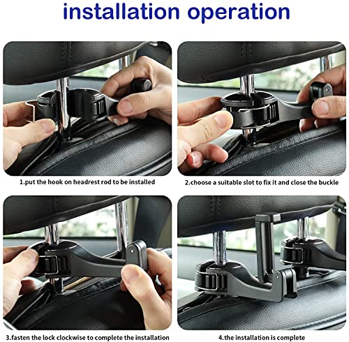 TOOVREN Upgraded 2 Pack Car Headrest Hidden Hook 2 in 1 Car Seat - Product Imagery