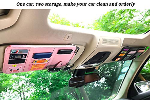 Pink Car Sun Visor Organizer, Car Interior Storage Accessory for - Product Imagery