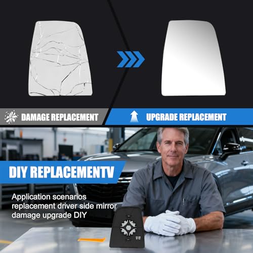 Passenger Side Upper Mirror Glass for 2015-2023 Ford Transit 150 - Product Imagery