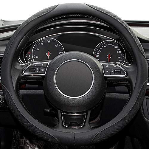 Car Steering Wheel Cover,14.5-15 Inch Black Universal Microfiber - Product Imagery