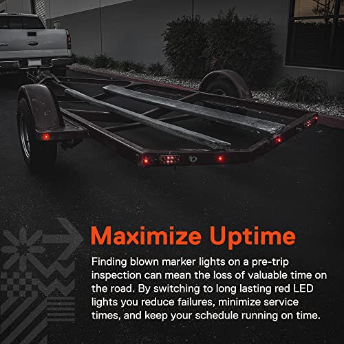 TRUE MODS 10pc 3/4" Inch Red Round LED Trailer Clearance Marker - Product Imagery