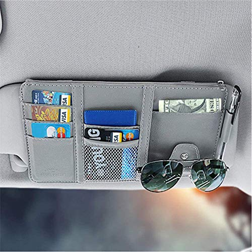 Gray Car Sun Visor Organizer, Multi-Purpose Auto Document - Product Imagery