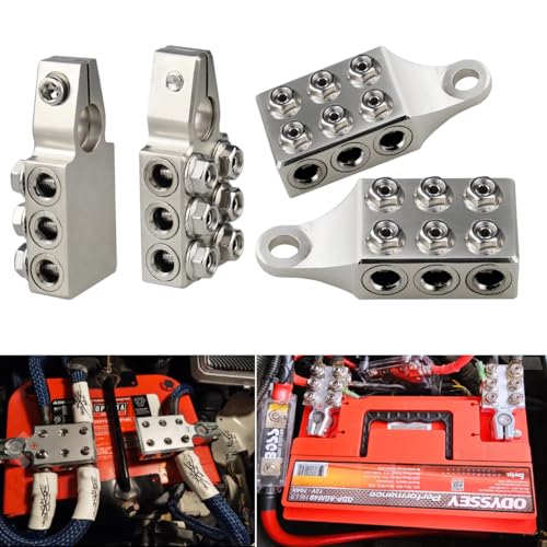 12-Way Battery Terminal Connectors M10 4/0-8 AWG Top Post Pair RV - Product Imagery